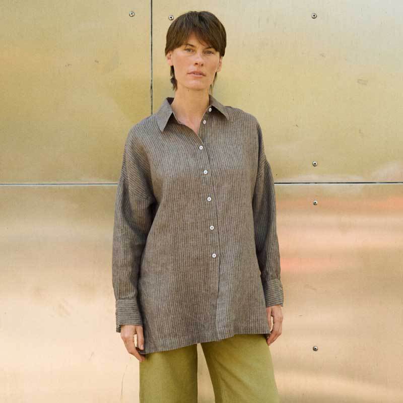 Custom Women's Striped Linen Shirt Manufacturers