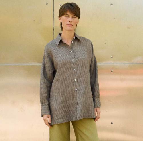 Custom Women's Striped Linen Shirt Manufacturers | OEM Oversized Linen Button Down Factory for USA & Europe