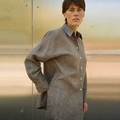 Custom Women's Striped Linen Shirt Manufacturers | OEM Oversized Linen Button Down Factory for USA & Europe