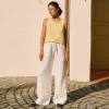 Custom Women's White Linen Wide-Leg Pants | Drawstring Waist Sustainable Trouser Manufacturer OEM ODM