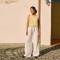 Custom Women's White Linen Wide-Leg Pants | Drawstring Waist Sustainable Trouser Manufacturer OEM ODM
