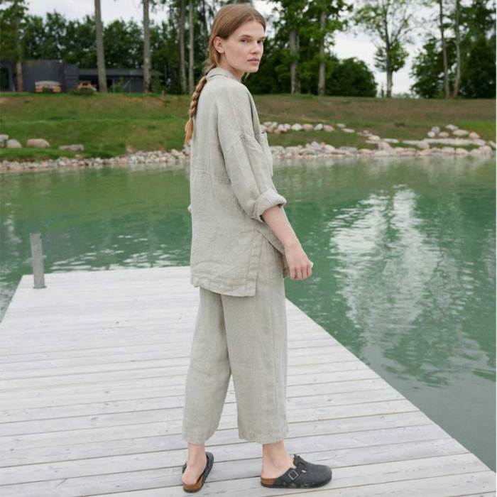 Custom Women's Oversized Linen Gauze Shirt Manufacturer | Sustainable Drop-Shoulder Linen Top OEM/ODM Factory
