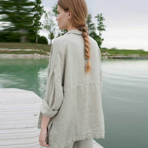 Custom Women's Oversized Linen Gauze Shirt Manufacturer | Sustainable Drop-Shoulder Linen Top OEM/ODM Factory