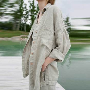 Custom Women's Oversized Linen Gauze Shirt Manufacturer | Sustainable Drop-Shoulder Linen Top OEM/ODM Factory