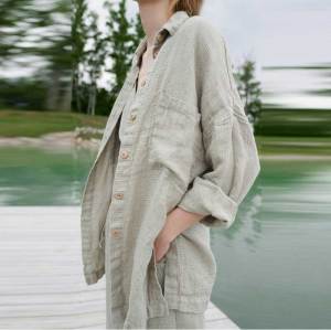 Custom Women's Oversized Linen Gauze Shirt Manufacturer | Sustainable Drop-Shoulder Linen Top OEM/ODM Factory