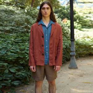 Custom Men's Linen Shorts Manufacturer | OEM ODM Brown Elastic Waist Linen Bermuda Shorts Supplier