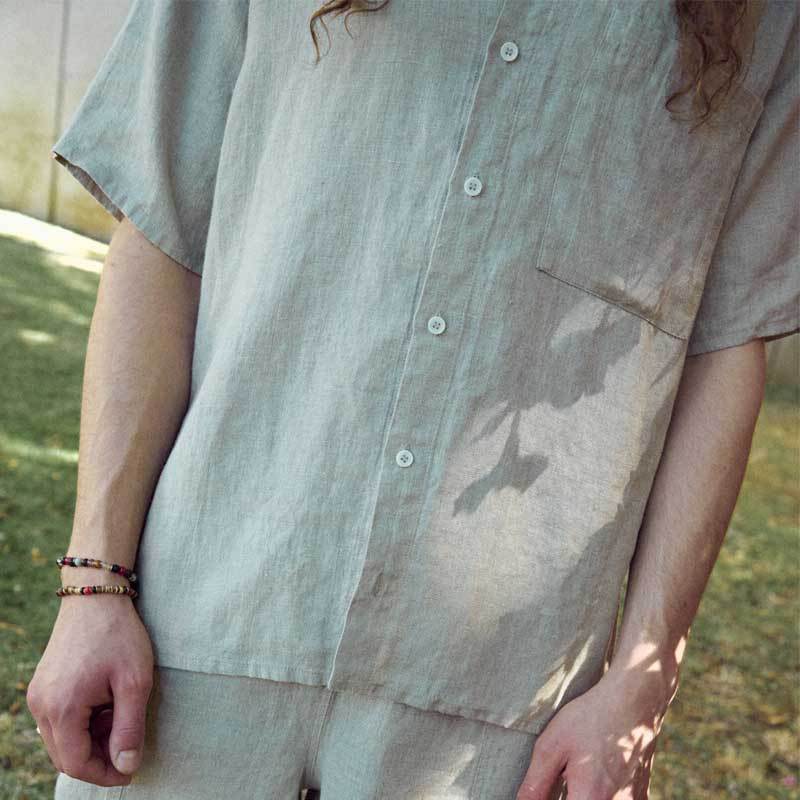 Custom Men's Oversized Linen Short Sleeve Shirt Manufacturer