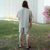 Custom Men's Oversized Linen Short Sleeve Shirt Manufacturer | Sage Green Relaxed Fit Camp Collar Shirt Supplier