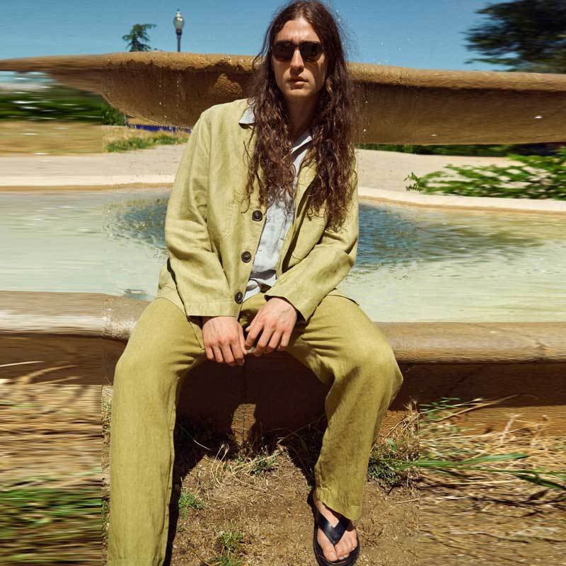 Custom Men's Olive Green Linen Pants