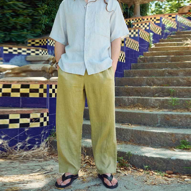 Custom Men's Olive Green Linen Pants