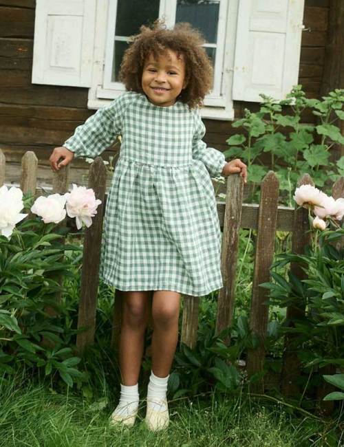 Custom Kids Linen Dress Manufacturer | OEM/ODM Gingham Linen Children's Dress Factory for US & European Brands