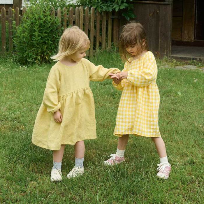 Custom Kids Yellow Linen Dress Manufacturer | OEM ODM Organic Children's Linen Clothing Factory