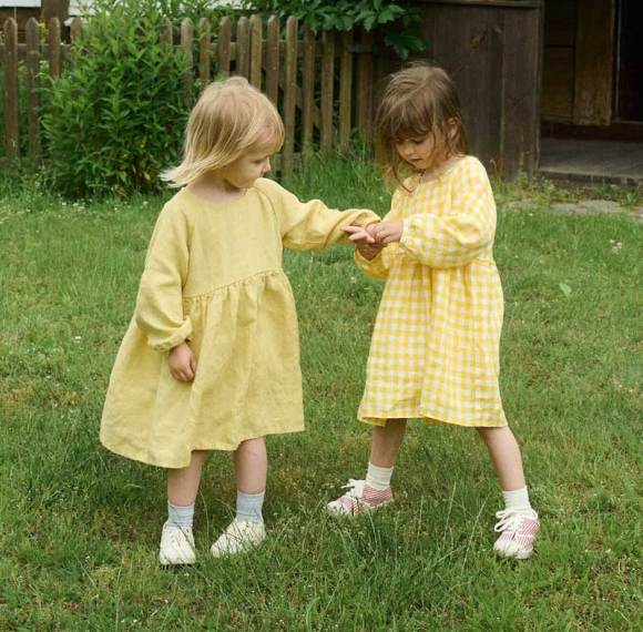 Custom Kids Yellow Linen Dress Manufacturer | OEM ODM Organic Children's Linen Clothing Factory