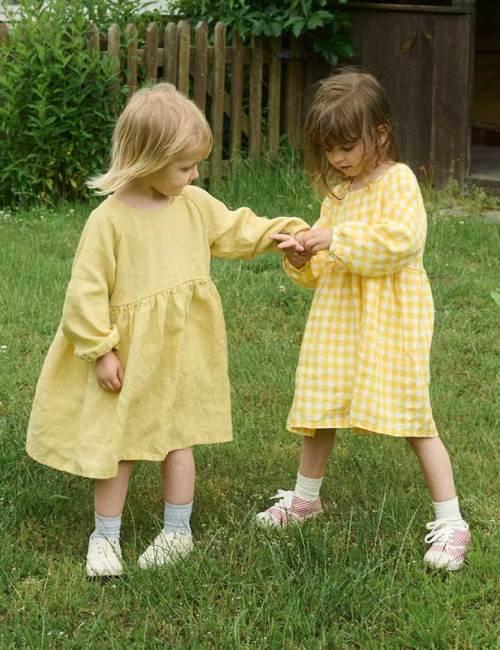 Custom Kids Yellow Linen Dress Manufacturer | OEM ODM Organic Children's Linen Clothing Factory