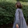 Custom Women's Navy Gingham Linen Maxi Dress Manufacturer | OEKO-TEX Organic Linen Clothing Factory for US & European Boutiques
