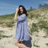 Custom Women's Blue Gingham Linen Dress Manufacturer | OEM Oversized Puff Sleeve Summer Dress Factory for US & European Brands