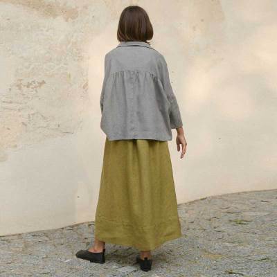 Custom Linen Crop Shirt Manufacturer | Women's Oversized Gingham Linen Top | Eco-Friendly OEM/ODM Factory