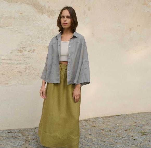 Custom Linen Crop Shirt Manufacturer | Women's Oversized Gingham Linen Top | Eco-Friendly OEM/ODM Factory