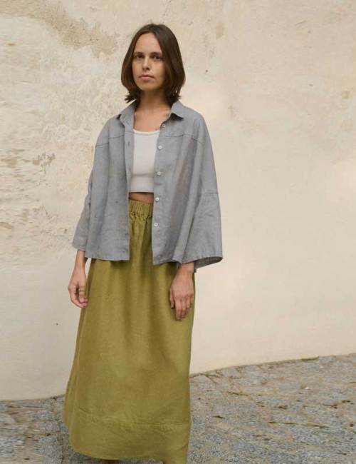 Custom Linen Crop Shirt Manufacturer | Women's Oversized Gingham Linen Top | Eco-Friendly OEM/ODM Factory