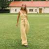 Custom Women's Yellow Linen Wide-Leg Pants | High-Waisted Tie-Waist Trousers Manufacturer & Factory