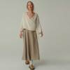 Custom Women's Beige Linen Maxi Skirt Manufacturer | Eco-Friendly High Waisted Linen Skirt Factory for Boutiques & Brands