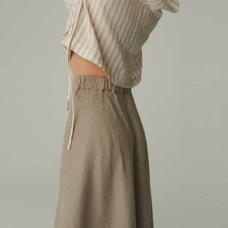 Custom Women's Beige Linen Maxi Skirt Manufacturer