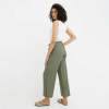 Custom Women's Olive Linen Wide-Leg Pants | Organic Drawstring Cropped Trousers Manufacturer & Factory