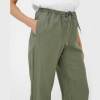 Custom Women's Olive Linen Wide-Leg Pants | Organic Drawstring Cropped Trousers Manufacturer & Factory
