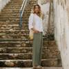 Custom Women's Olive Linen Wide-Leg Pants | Organic Drawstring Cropped Trousers Manufacturer & Factory