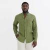 Custom Men's Green Gingham Linen Shirt Manufacturer | OEM/ODM Sustainable Button-Down Factory