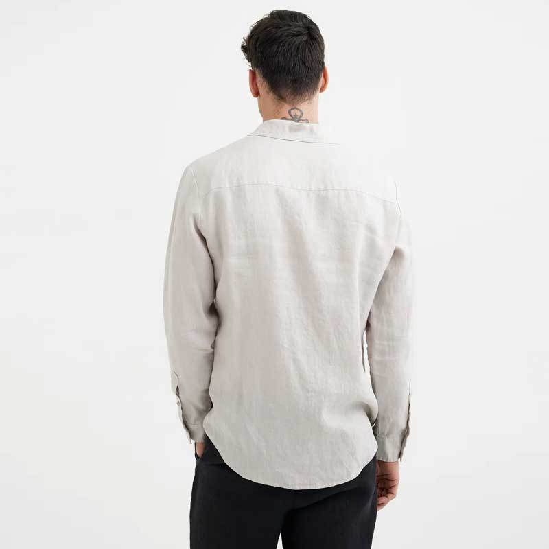 Custom Men's Beige Linen Shirt Manufacturers