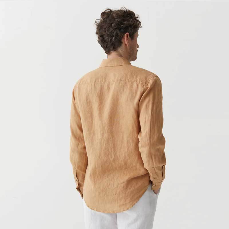 Custom Men's Camel Linen Shirt Manufacturer