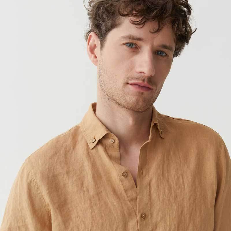 Custom Men's Camel Linen Shirt Manufacturer