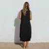 Custom Women's Black Linen Sleeveless Dress Manufacturer | High-Low Hem Resort Wear Factory