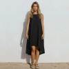 Custom Women's Black Linen Sleeveless Dress Manufacturer | High-Low Hem Resort Wear Factory
