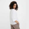 Custom Women's White Linen V-Neck Blouse Manufacturer | OEM/ODM Relaxed Fit 3/4 Sleeve Shirt Factory for US & European Brands