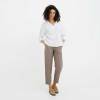 Custom Women's White Linen V-Neck Blouse Manufacturer | OEM/ODM Relaxed Fit 3/4 Sleeve Shirt Factory for US & European Brands