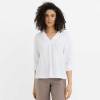 Custom Women's White Linen V-Neck Blouse Manufacturer | OEM/ODM Relaxed Fit 3/4 Sleeve Shirt Factory for US & European Brands