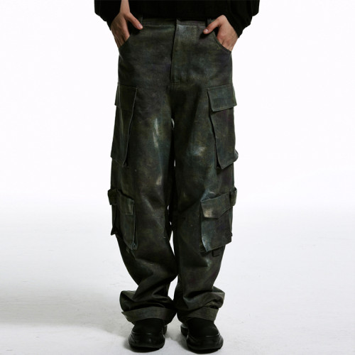 Chanjoye Custom Denim Cargo Pants | Vintage Pockets Jeans | Straight High Waist Y2K Trouser