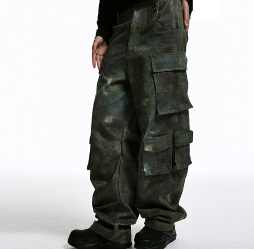 Chanjoye Custom Denim Cargo Pants | Vintage Pockets Jeans | Straight High Waist Y2K Trouser