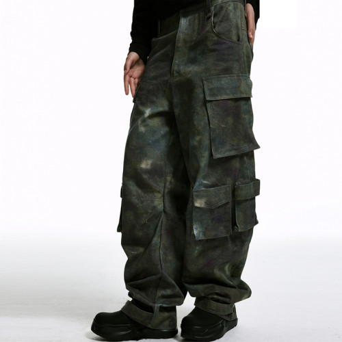 Chanjoye Custom Denim Cargo Pants | Vintage Pockets Jeans | Straight High Waist Y2K Trouser