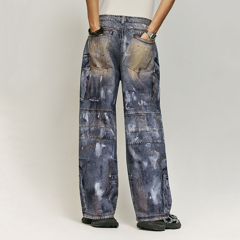 baggy acid washed jeans