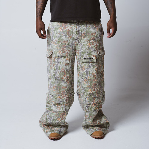 Chanjoye Custom Camo Cargo Pants | Baggy Pants | Wide Leg Pocket Joggers Camouflage Sweatpants