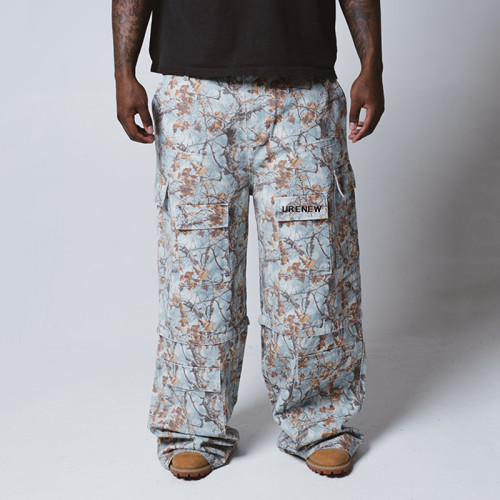 Chanjoye Custom Camo Cargo Pants | Baggy Pants | Wide Leg Pocket Joggers Camouflage Sweatpants