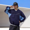 Chanjoye OEM Nylon Sweatshirt Custom Oversized Sweatshirt Pullover Pocket Drop Shoulder