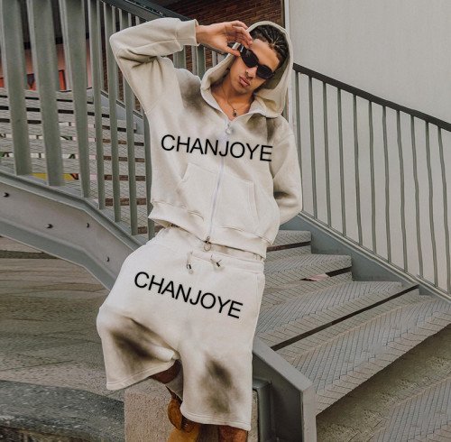 Chanjoye Custom Heavyweight Cotton Sweatsuit | OEM Double Waisted Sweat Shorts and Hoodie Set
