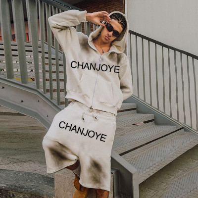 Chanjoye Custom Heavyweight Cotton Sweatsuit | OEM Double Waisted Sweat Shorts and Hoodie Set