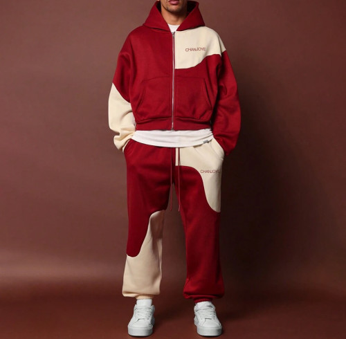 Chanjoye Manufacturer Sweatsuit | Zip up Hoodie Set | Customized Logo Sweatpants Tracksuit Factory