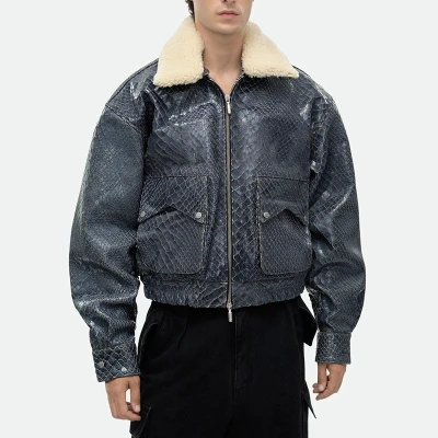 Chanjoye Custom Leather Bomber Jacket | High Quality Embossed Jacket | Fleece Motorcycle Jacket