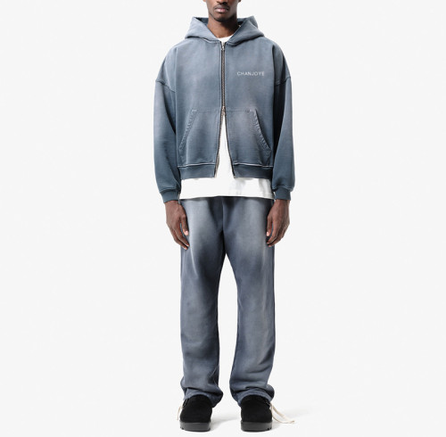 Chanjoye Custom Training Jogging Wear | OEM Men Tracksuit 100% Cotton | Unisex Zip up Hoodie Set